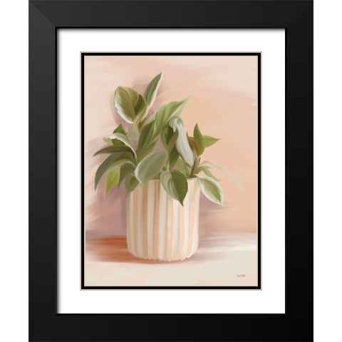 Striped Bohemian Plant I Black Modern Wood Framed Art Print with Double Matting by House Fenway