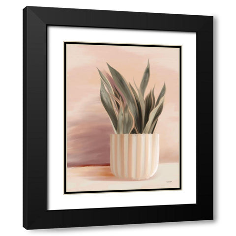 Striped Bohemian Plant II Black Modern Wood Framed Art Print with Double Matting by House Fenway