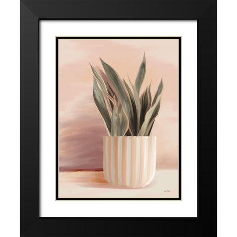 Striped Bohemian Plant II Black Modern Wood Framed Art Print with Double Matting by House Fenway