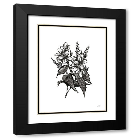 Pen and Ink Wildflower I Black Modern Wood Framed Art Print with Double Matting by House Fenway