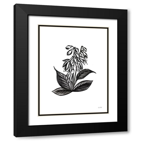 Pen and Ink Wildflower III Black Modern Wood Framed Art Print with Double Matting by House Fenway