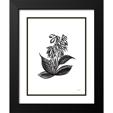 Pen and Ink Wildflower III Black Modern Wood Framed Art Print with Double Matting by House Fenway