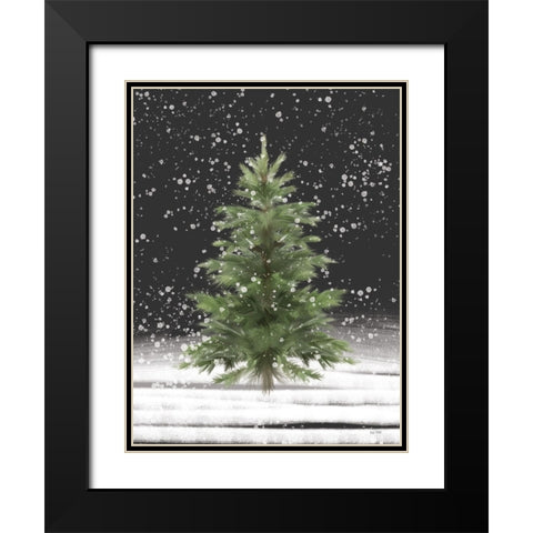 Christmas Snow Black Modern Wood Framed Art Print with Double Matting by House Fenway