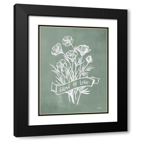 Grow in Love Black Modern Wood Framed Art Print with Double Matting by House Fenway