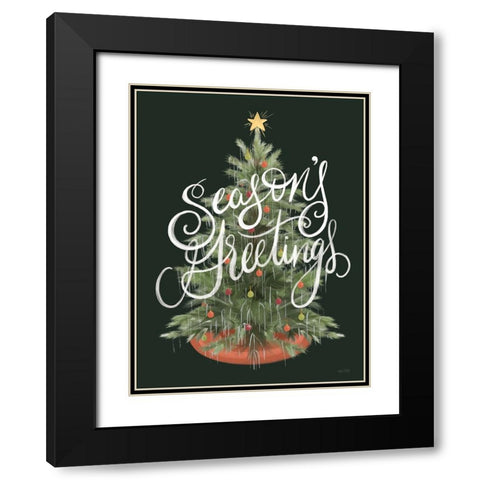 Seasons Greetings Black Modern Wood Framed Art Print with Double Matting by House Fenway