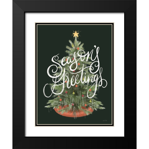 Seasons Greetings Black Modern Wood Framed Art Print with Double Matting by House Fenway