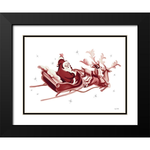 Retro Santa   Black Modern Wood Framed Art Print with Double Matting by House Fenway