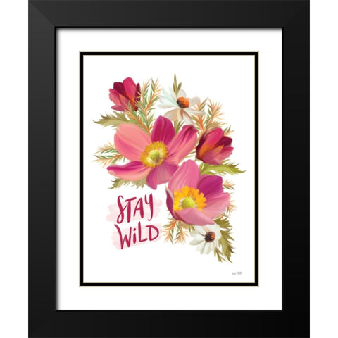 Stay Wild Black Modern Wood Framed Art Print with Double Matting by House Fenway
