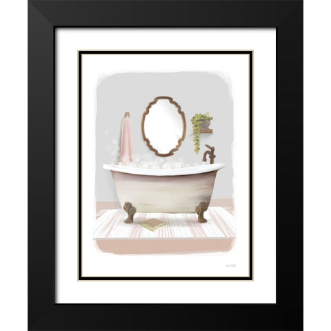 Powder Puff Bath Black Modern Wood Framed Art Print with Double Matting by House Fenway