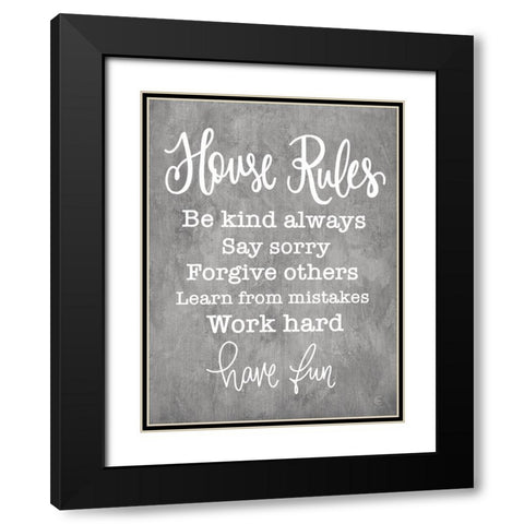 House Rules Black Modern Wood Framed Art Print with Double Matting by Fearfully Made Creations