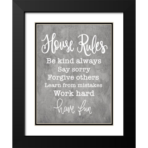 House Rules Black Modern Wood Framed Art Print with Double Matting by Fearfully Made Creations