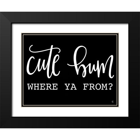 Cute Bum Black Modern Wood Framed Art Print with Double Matting by Fearfully Made Creations