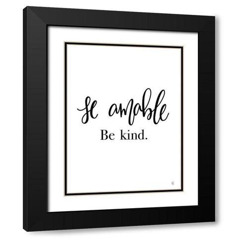 Spanish Be Kind Black Modern Wood Framed Art Print with Double Matting by Fearfully Made Creations