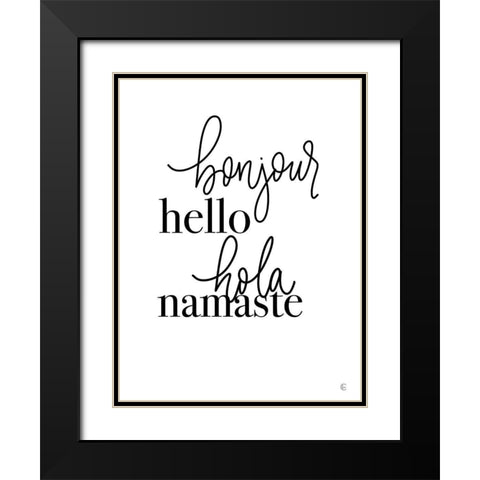 Hello Languages Black Modern Wood Framed Art Print with Double Matting by Fearfully Made Creations