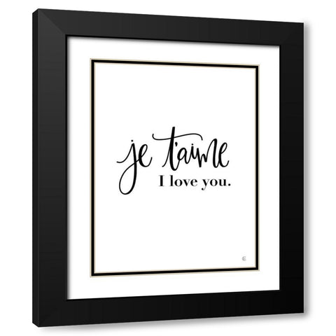 French I Love You Black Modern Wood Framed Art Print with Double Matting by Fearfully Made Creations