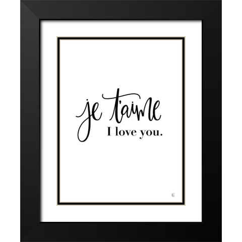 French I Love You Black Modern Wood Framed Art Print with Double Matting by Fearfully Made Creations