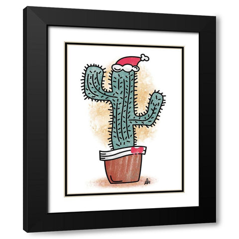 Feliz Navidad Cactus Black Modern Wood Framed Art Print with Double Matting by Barrett, Erin