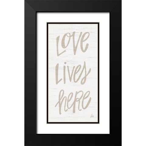 Love Lives Here Black Modern Wood Framed Art Print with Double Matting by Barrett, Erin