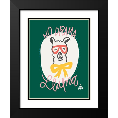 No Drama Llama Black Modern Wood Framed Art Print with Double Matting by Barrett, Erin