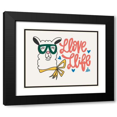 Llove Llife Llama Black Modern Wood Framed Art Print with Double Matting by Barrett, Erin