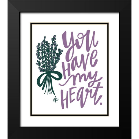 Lilac You  Have My Heart Black Modern Wood Framed Art Print with Double Matting by Barrett, Erin