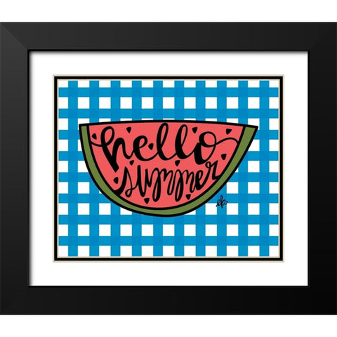 Hello Summer Watermelon Black Modern Wood Framed Art Print with Double Matting by Barrett, Erin