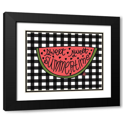 Sweet Summertime Watermelon Black Modern Wood Framed Art Print with Double Matting by Barrett, Erin