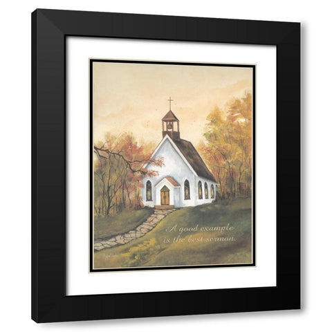 Autumn Church Black Modern Wood Framed Art Print with Double Matting by Eads, Gail