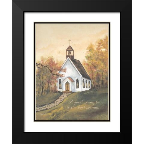 Autumn Church Black Modern Wood Framed Art Print with Double Matting by Eads, Gail
