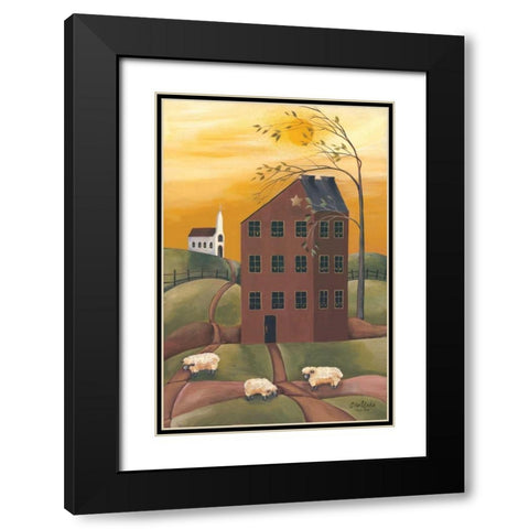 Sheep Farm Black Modern Wood Framed Art Print with Double Matting by Eads, Gail