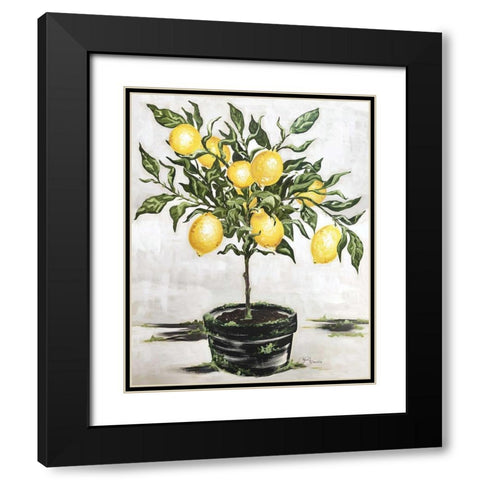 Lemon Tree Black Modern Wood Framed Art Print with Double Matting by Hollihocks Art
