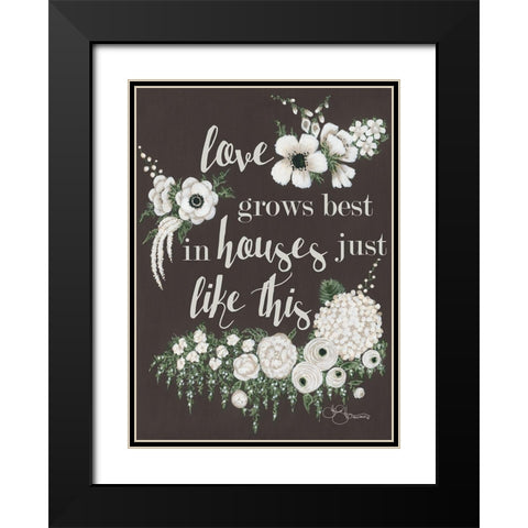 Love Grows Black Modern Wood Framed Art Print with Double Matting by Hollihocks Art