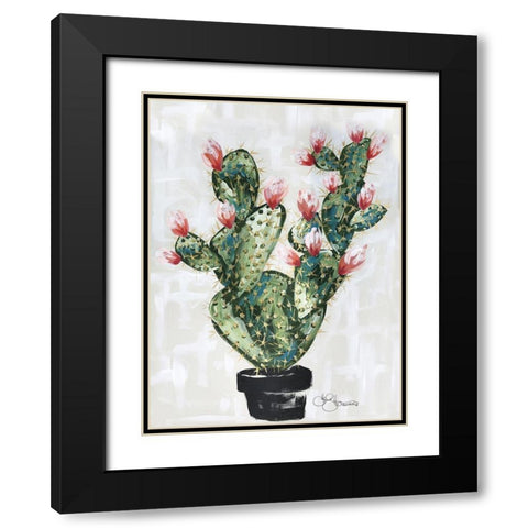 Cactus Black Modern Wood Framed Art Print with Double Matting by Hollihocks Art