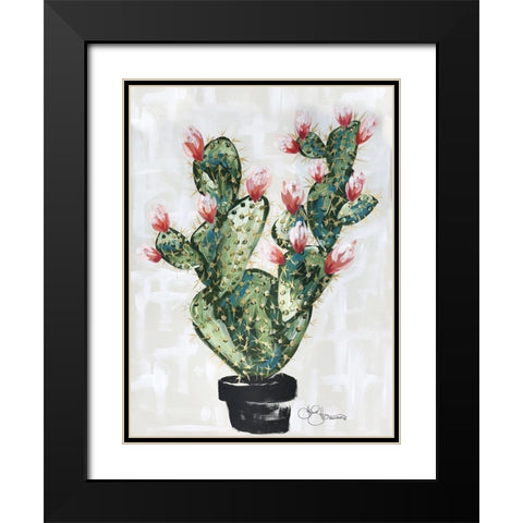 Cactus Black Modern Wood Framed Art Print with Double Matting by Hollihocks Art