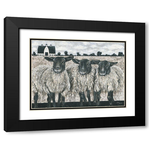 Three Sheep Black Modern Wood Framed Art Print with Double Matting by Hollihocks Art