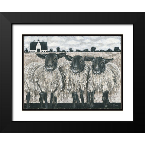Three Sheep Black Modern Wood Framed Art Print with Double Matting by Hollihocks Art