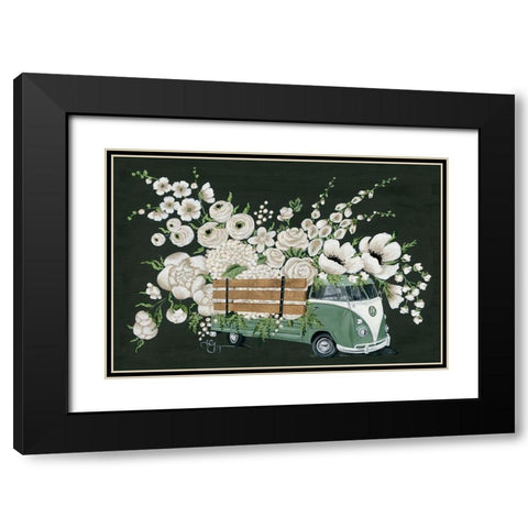 VW Bus Black Black Modern Wood Framed Art Print with Double Matting by Holllihocks Art