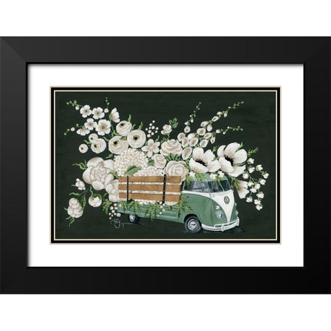 VW Bus Black Black Modern Wood Framed Art Print with Double Matting by Holllihocks Art