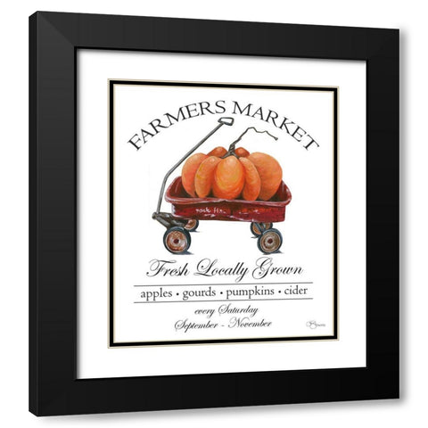 Farmers Market Sign Black Modern Wood Framed Art Print with Double Matting by Holllihocks Art