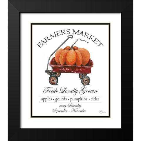 Farmers Market Sign Black Modern Wood Framed Art Print with Double Matting by Holllihocks Art