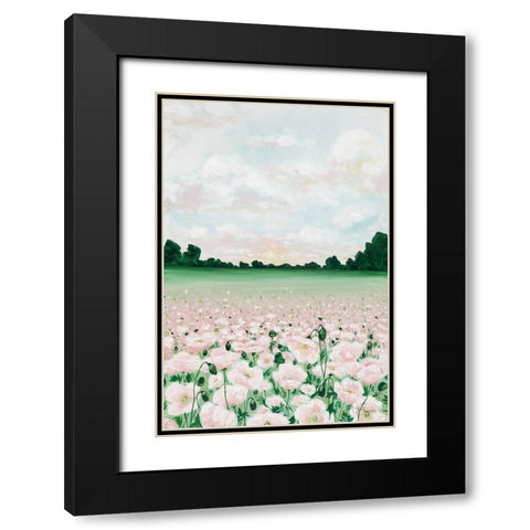 Pink Poppies Black Modern Wood Framed Art Print with Double Matting by Hollihocks Art