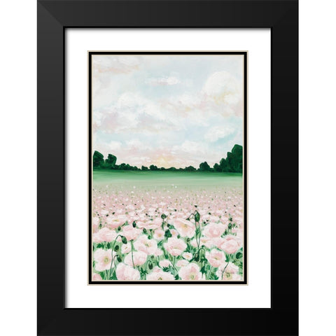 Pink Poppies Black Modern Wood Framed Art Print with Double Matting by Hollihocks Art