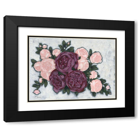 English Roses Black Modern Wood Framed Art Print with Double Matting by Holllihocks Art