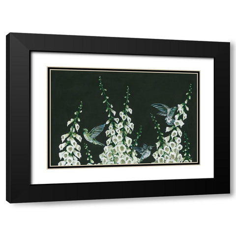 Hummingbirds Black Modern Wood Framed Art Print with Double Matting by Holllihocks Art
