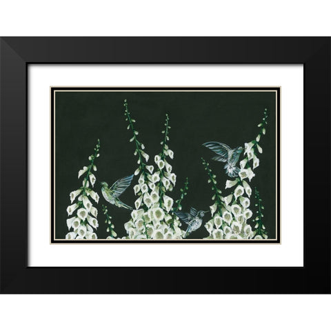 Hummingbirds Black Modern Wood Framed Art Print with Double Matting by Holllihocks Art