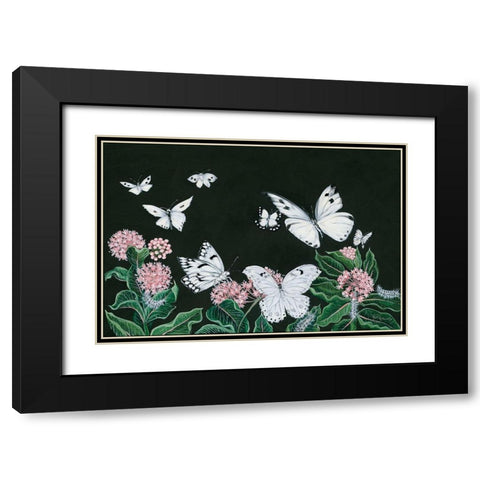 Butterflies Black Modern Wood Framed Art Print with Double Matting by Holllihocks Art