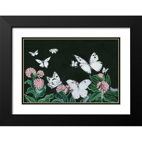 Butterflies Black Modern Wood Framed Art Print with Double Matting by Holllihocks Art