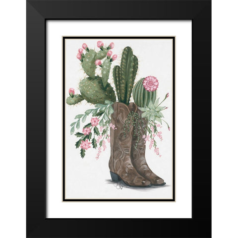 Cactus Boots    Black Modern Wood Framed Art Print with Double Matting by Hollihocks Art