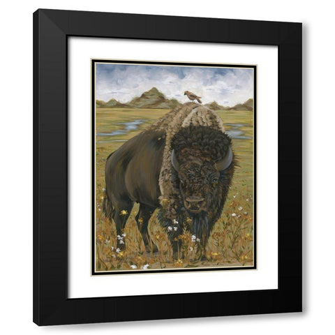 Bison    Black Modern Wood Framed Art Print with Double Matting by Hollihocks Art