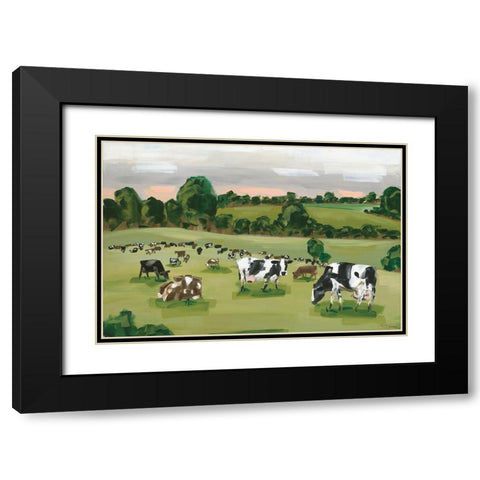 Abstract Field of Cows    Black Modern Wood Framed Art Print with Double Matting by Hollihocks Art